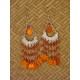 Boucles d'oreilles pendantes billes de verre orange et sitaras